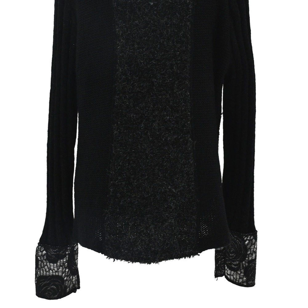 Y2K Whimsical Sioni Floral Lace Cardigan Jacket Black White Wool Mohair Blend - Picture 11 of 16